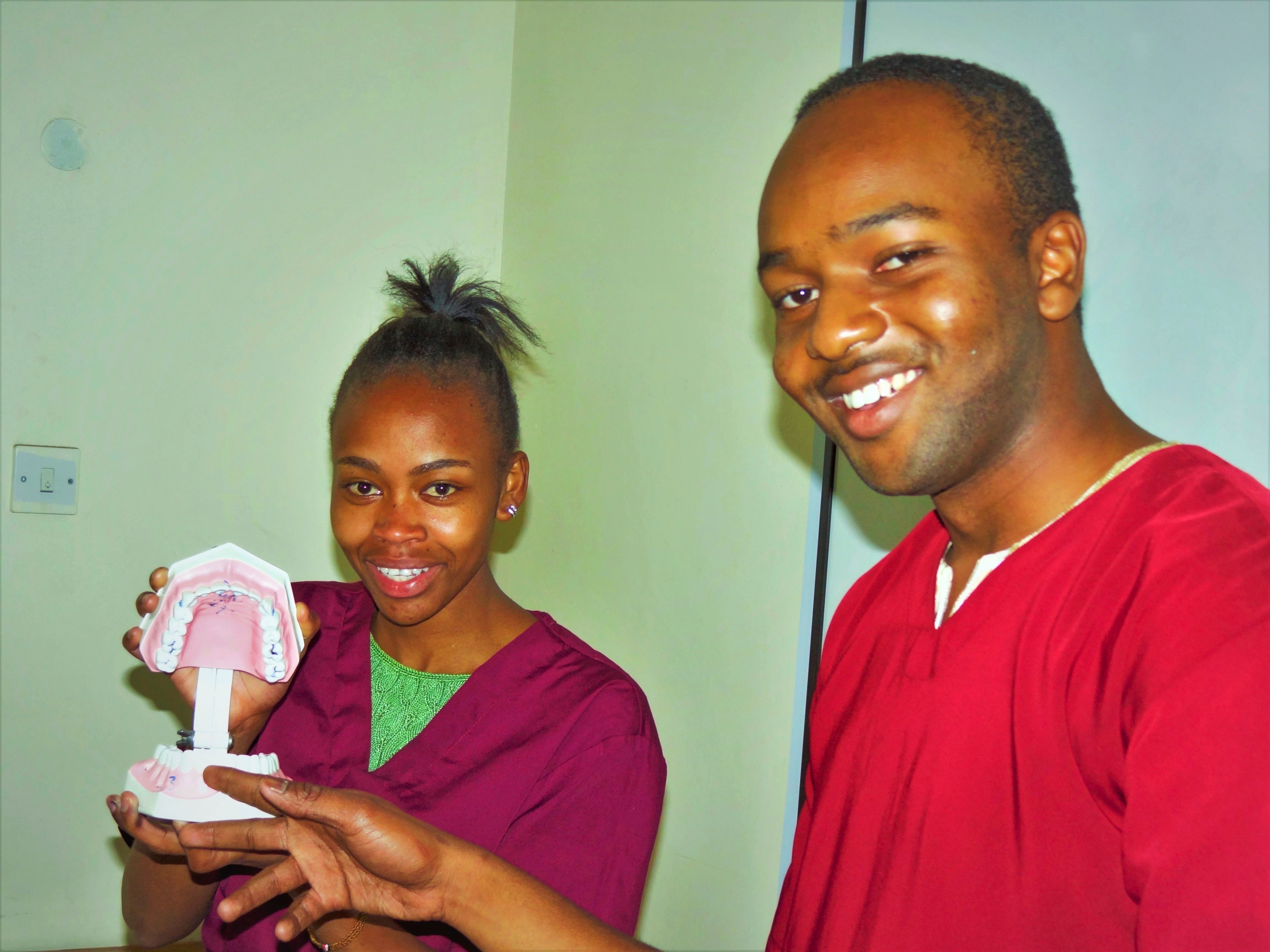 Undergraduate dental student in a lab